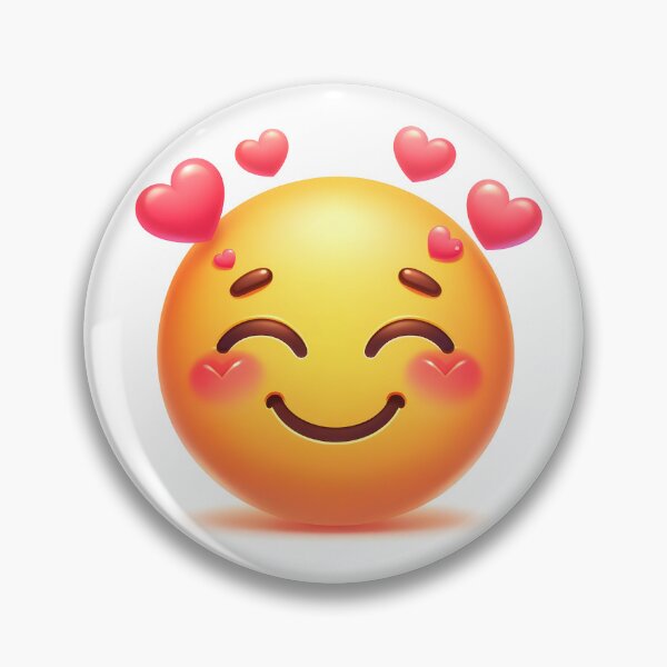 Item preview, A yellow face with smiling eyes, a closed smile, rosy cheeks, and several hearts floating around its head. Expresses a range of happy, affectionate feelings designed and sold by artumbre.