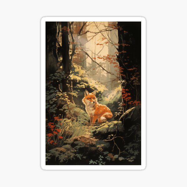 Item preview, Painting of Fox in Dense Forest designed and sold by Jew-e.