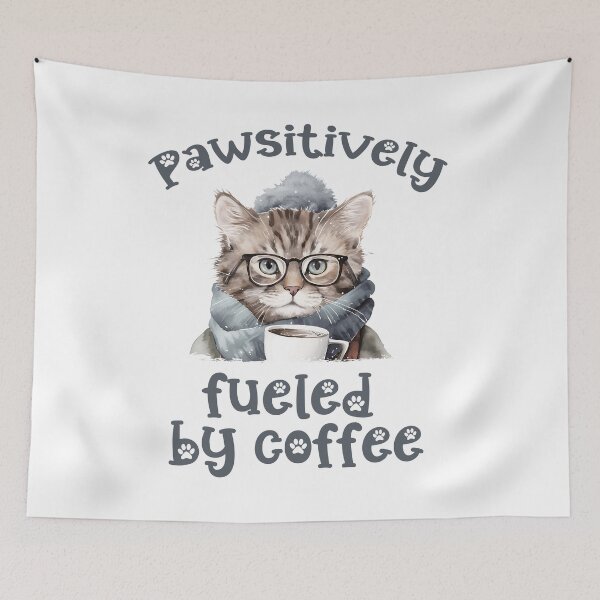 Item preview, Funny Cat Pawsitively Fueled by Coffee designed and sold by tsuttles.