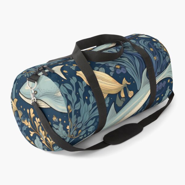 Item preview, William Morris-Inspired Blue & Yellow Fish on Aquatic Blue Floral with Bronze Highlights designed and sold by cleverEndeavor.