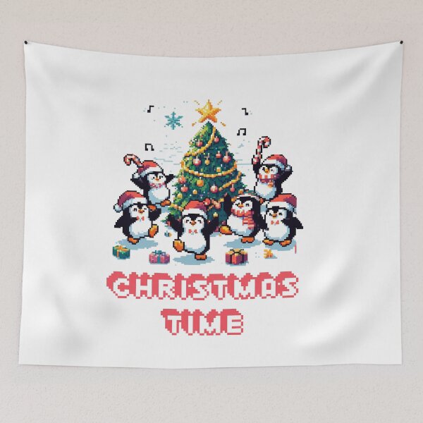 Item preview, Merry Penguins' Jingle Dance Pixel Art designed and sold by UnrealQuake.