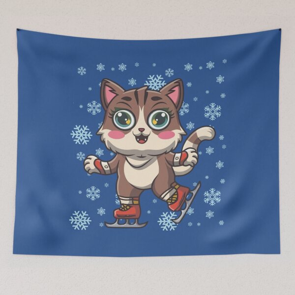 Item preview, Cute Cat Skating on Ice Winter Cat Skating Christmas Cat Ice Skates designed and sold by MarsLights.