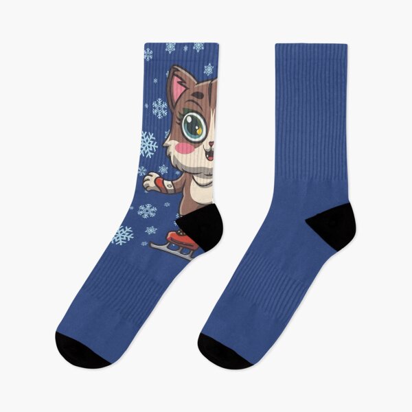 Item preview, Cute Cat Skating on Ice Winter Cat Skating Christmas Cat Ice Skates designed and sold by MarsLights.