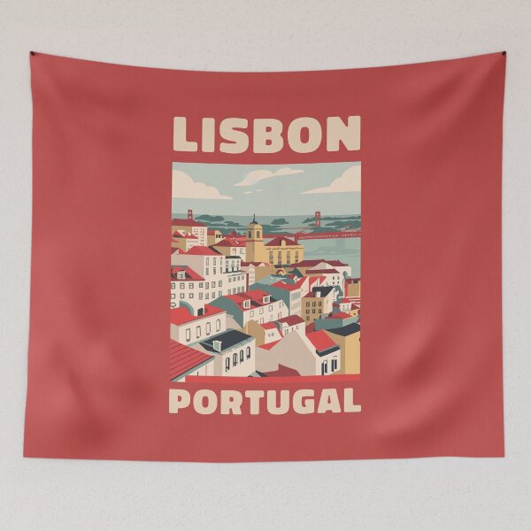 Item preview, A Vintage Travel Art of Lisbon - Portugal  designed and sold by GoodOldVintage.