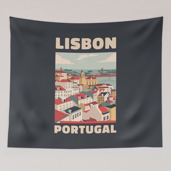 Item preview, A Vintage Travel Art of Lisbon - Portugal  designed and sold by GoodOldVintage.
