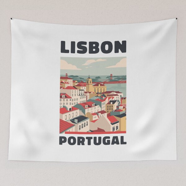 Item preview, A Vintage Travel Art of Lisbon - Portugal  designed and sold by GoodOldVintage.