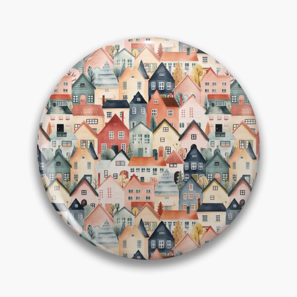 Item preview, Quaint Town Charm: Watercolor European Houses Pattern designed and sold by RuyaFab.