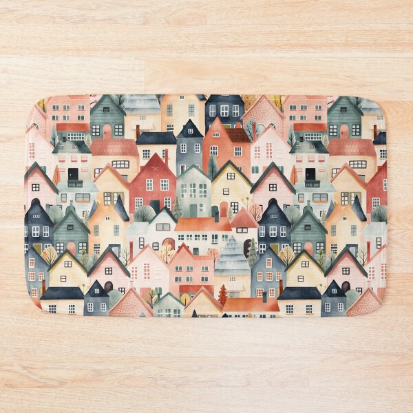 Item preview, Quaint Town Charm: Watercolor European Houses Pattern designed and sold by RuyaFab.