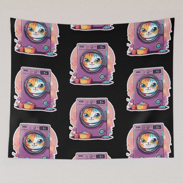 Item preview, Cute cat in washing machine designed and sold by AnetaArtist.