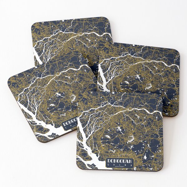 Item preview, Dongguan City Map of Guangdong, China - Gold Art Deco designed and sold by deMAP.
