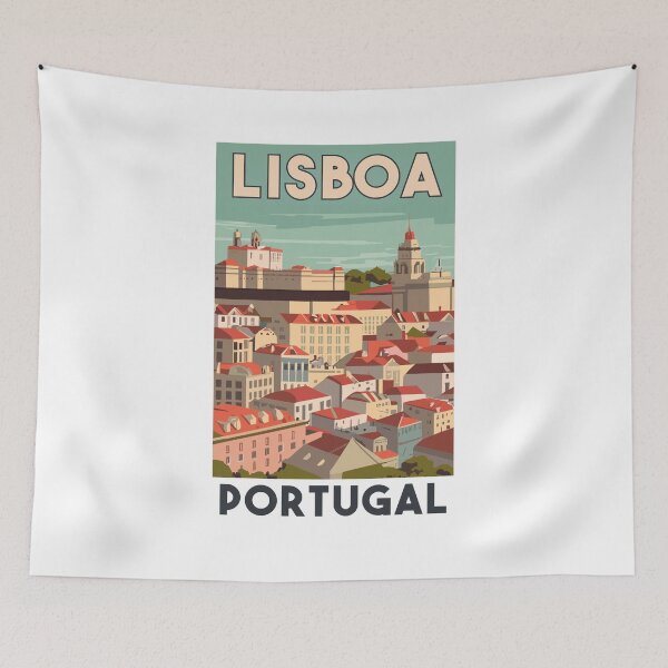 Item preview, A Vintage Travel Art of Lisbon - Portugal  designed and sold by GoodOldVintage.