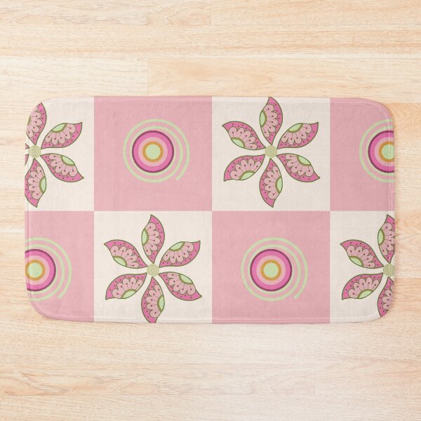 Item preview, Retro Leaf Flower Grid in Vintage Pinks and Lime designed and sold by Aureusglow.