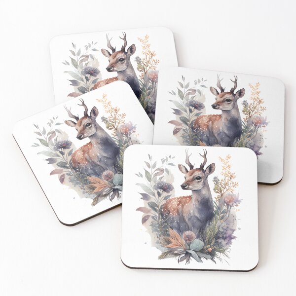 Item preview, deer with flowers designed and sold by TIDALI-Prints.