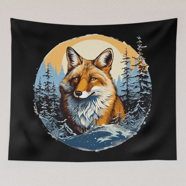 Item preview, Beautiful orange watercolor fox head in forest nature art Illustration designed and sold by NBSStore.
