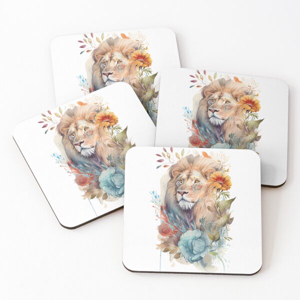 Item preview, lion with flowers designed and sold by TIDALI-Prints.