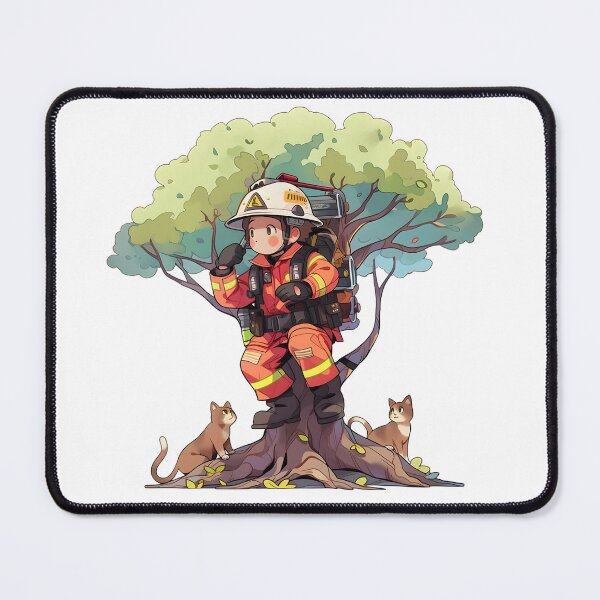 Item preview, Rescue Whiskers - Firefighter & Feline Friends Art designed and sold by NovaGenArt.