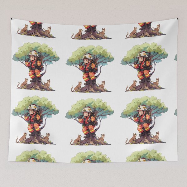 Item preview, Rescue Whiskers - Firefighter & Feline Friends Art designed and sold by NovaGenArt.