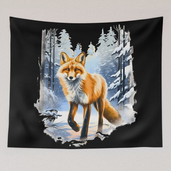 Item preview, Beautiful orange watercolor fox in forest painting  designed and sold by NBSStore.