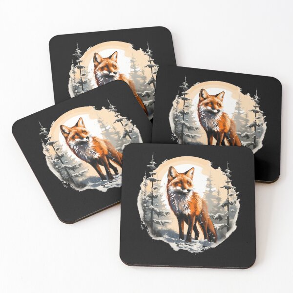 Item preview, Pretty orange watercolor fox in winter woodland forest art Illustration designed and sold by NBSStore.