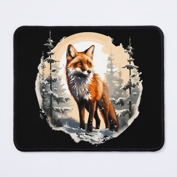 Item preview, Pretty orange watercolor fox in winter woodland forest art Illustration designed and sold by NBSStore.