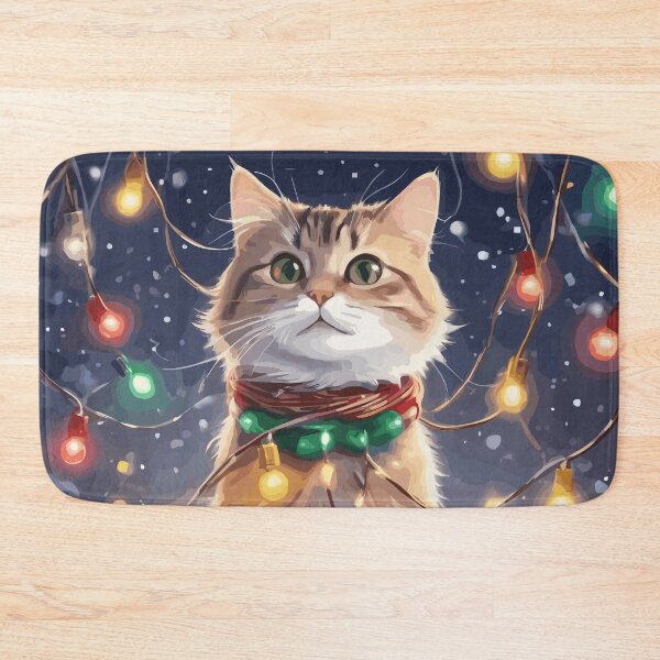 Item preview, Cat Tangled Up in Christmas Tree Lights designed and sold by cutiepie11cats.