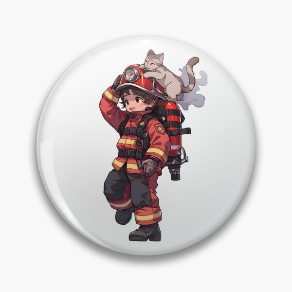 Item preview, Kitty on Duty - Heartwarming Firefighter Companion designed and sold by NovaGenArt.