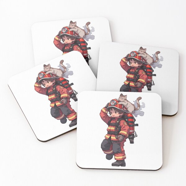 Item preview, Kitty on Duty - Heartwarming Firefighter Companion designed and sold by NovaGenArt.