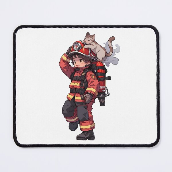 Item preview, Kitty on Duty - Heartwarming Firefighter Companion designed and sold by NovaGenArt.