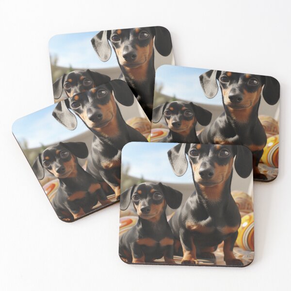 Item preview, Realistic Animals Unique Artwork Two Dachshund Puppies Cute Weiner Dog B296 designed and sold by MPCFICTION.