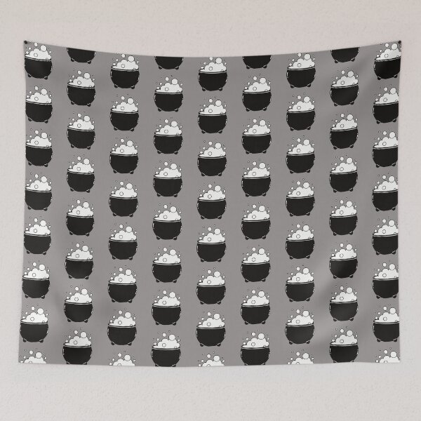 Item preview, Black and White Vintage Creepy Cute Bubbling Cauldron  designed and sold by theprintwitch.