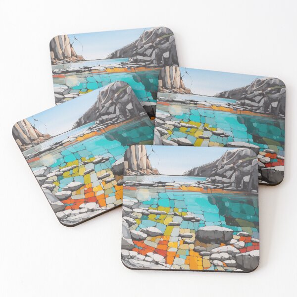 Item preview, River and pebbles, rocks and blue water, relaxation decoration designed and sold by kusamono-art.