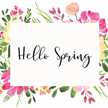 Artwork thumbnail, Hello Spring Floral Frame by PrettySimple Graphic Design