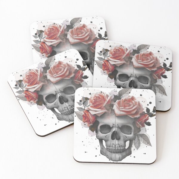 Item preview, SKULL WITH A CROWN OF RED ROSES designed and sold by inarausch2023.
