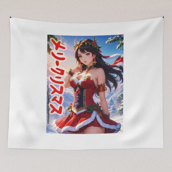 Item preview, School Girl as Santa Claus; Japanese Anime; designed and sold by StickerApe.