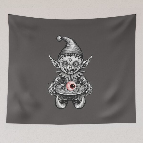 Item preview, Krampus Christmas Elves Serving Up Fresh Eyes designed and sold by ZinniasGothShop.
