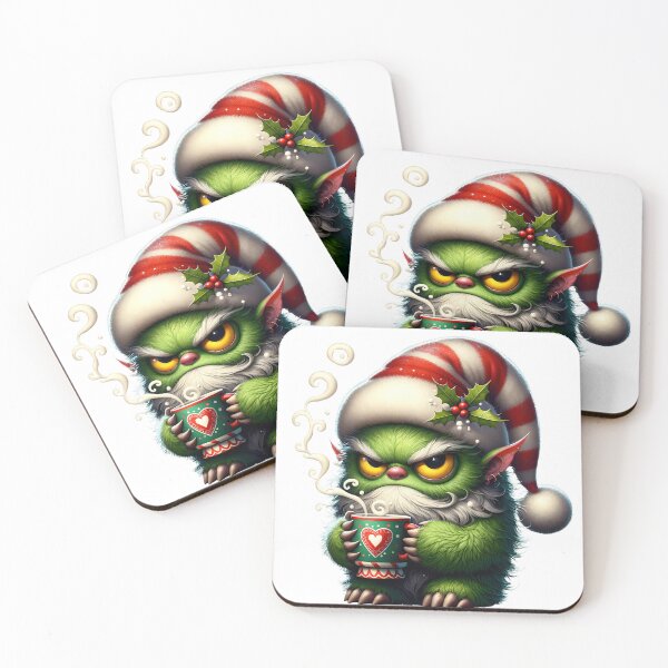 Item preview, Naughty but Nice: Sassy Green Critter with a Heartwarming Grinchy Grin - Unique Christmas Illustration designed and sold by elisabade.