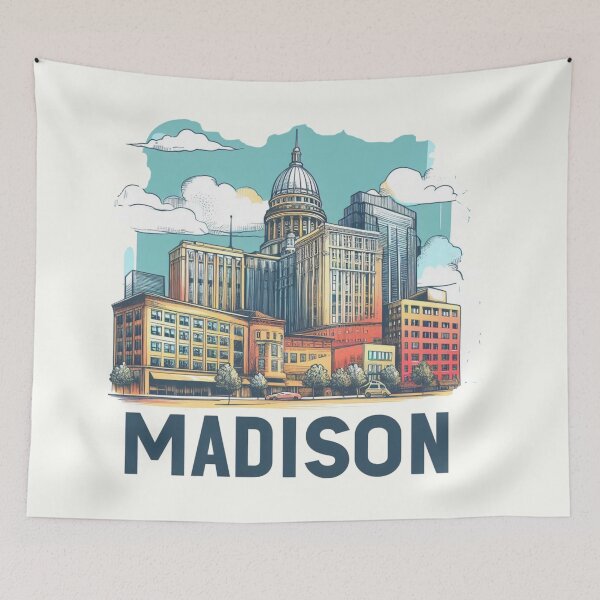 Item preview, Madison Wisconsin Watercolor Illustration designed and sold by PaintMeWorld.