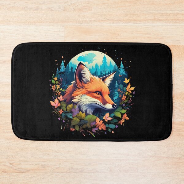 Item preview, Colorful floral cartoon red fox head face in nature illustration designed and sold by NBSStore.
