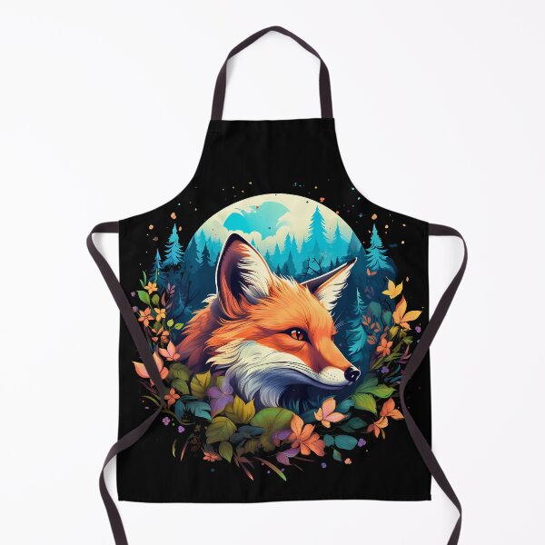 Item preview, Colorful floral cartoon red fox head face in nature illustration designed and sold by NBSStore.