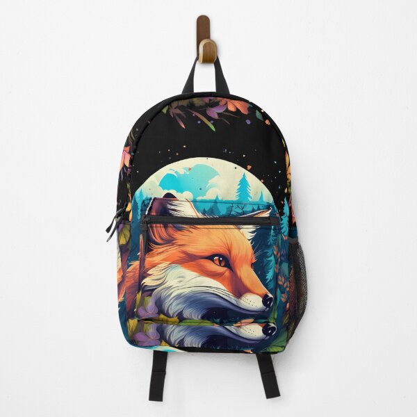 Item preview, Colorful floral cartoon red fox head face in nature illustration designed and sold by NBSStore.