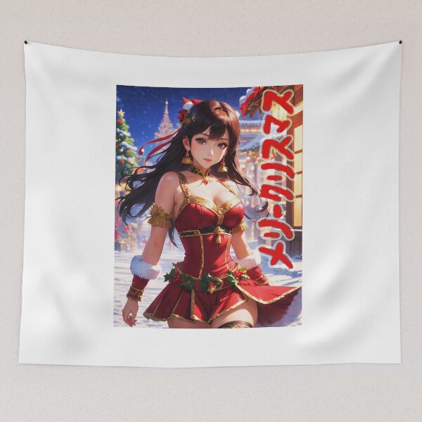Item preview, School Girl as Santa Claus; Japanese Anime; designed and sold by StickerApe.