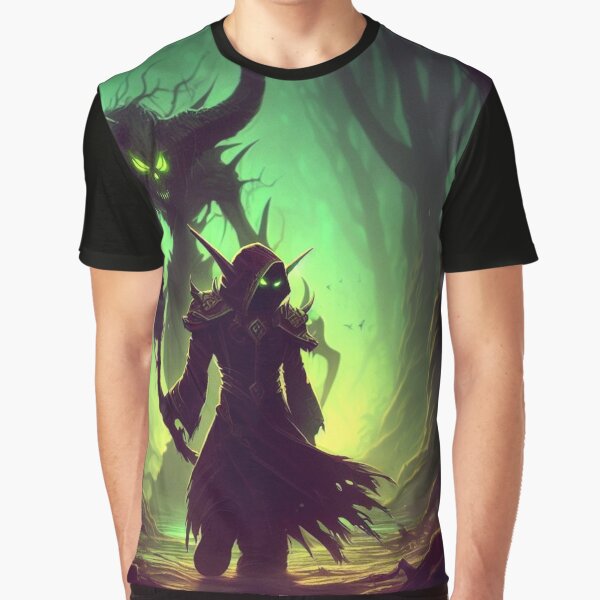 Vista previa del artículo con la obra «Brujo del bosque iluminado por la vileza y compañero demonio», diseñado y vendido por FoxOfPixels.