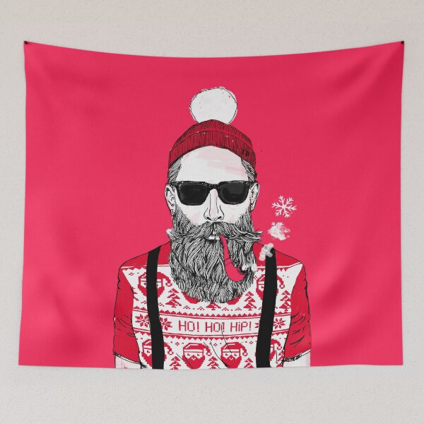 Item preview, Christmas - Ho Ho Hipster (Razzmatazz Fizz Red Version) designed and sold by Doozal.