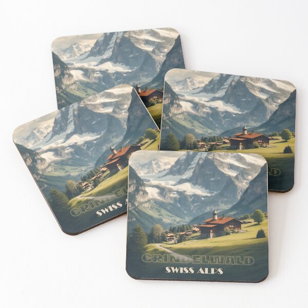 Item preview, Grindelwald Vintage Travel Poster - Swiss Alps Art designed and sold by Ceemko's Vintage Corner.