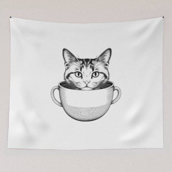 Item preview, Cozy Cuddles - Tiny Cat in a Cup designed and sold by TrendyTreasureP.