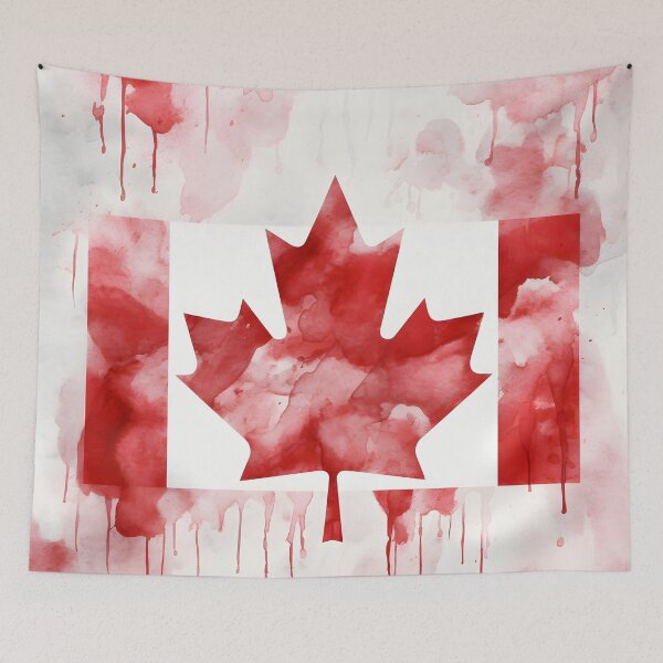 Item preview, watercolor canadian flag print designed and sold by dcrc.