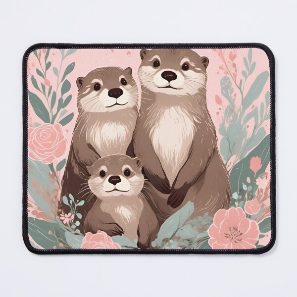Item preview, Boho Otter Family Rose Pink Sage Green designed and sold by Angelandspot.