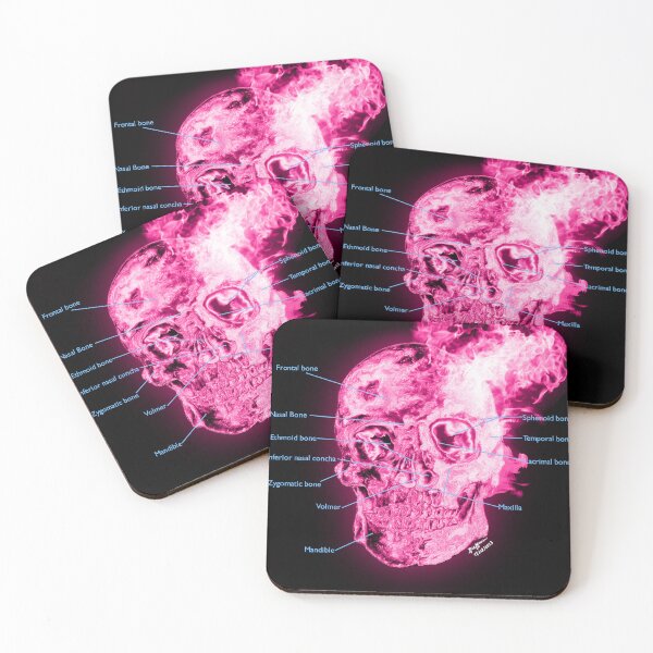 Item preview, Hot Pink Flaming Skull  (blue labels) designed and sold by TueTran.