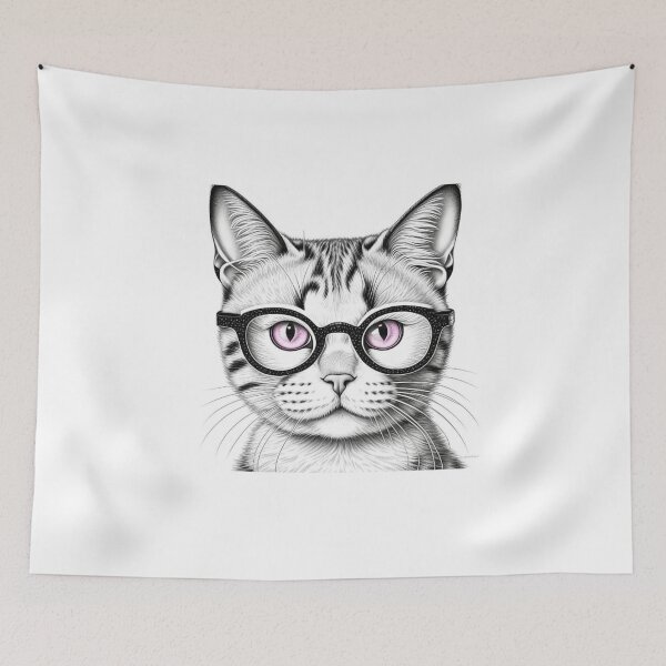 Item preview, Purr-fect Elegance - Sophisticated Cat in Glasses designed and sold by TrendyTreasureP.