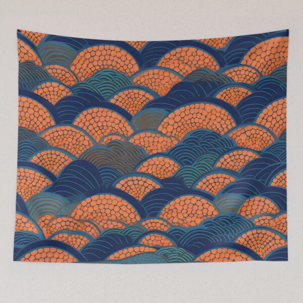 Item preview, Blue and Orange Lucky Waves designed and sold by Hashola Designs.